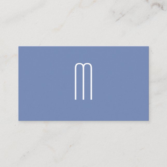 Cartão De Visita Azul Monograma Minimalista Moderno (Frente)