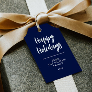 CARTÃO DE VISITA AZUL NOME DE FERIADOS FELIZES DIY NATAL TAG GIFT