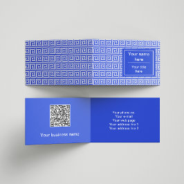 Cartão De Visita Azul-padrão dos quadrados-chave gregos