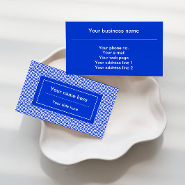 Cartão De Visita Azul-padrão dos quadrados-chave gregos