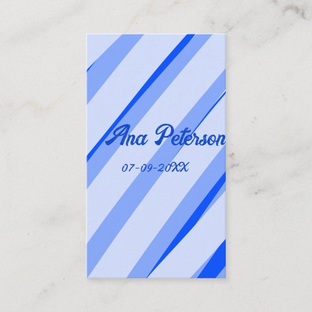 Cartão De Visita Azul pastel adicionar nome data boho retro padrão  (Frente)