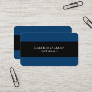 Cartão De Visita Azul Preto Moderno Simples Minimalista Profissiona