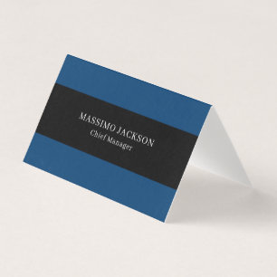 Cartão De Visita Azul Preto Moderno Simples Minimalista Profissiona