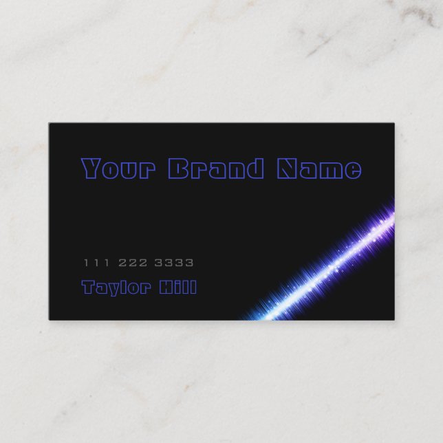 Cartão De Visita Azul preto simples com moderno gráfico claro (Frente)