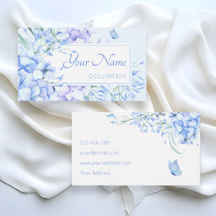 Cartão De Visita Azul, roxo, floral, elegante