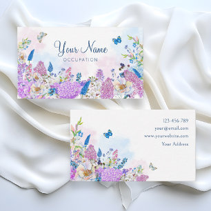 Cartão De Visita Azul roxo fresco Floral verão florescente