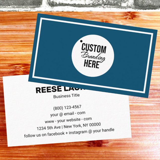 Cartão de visita azul simples (logo blue professional business card)