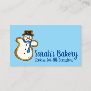 Cartão De Visita Azul Snowman Sugar Cookery Bakery Pastelaria Comid