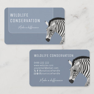 Cartão De Visita Azul-zebra branco e preto