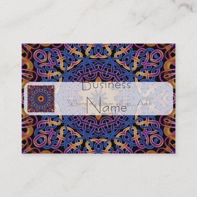 Cartão De Visita Azulejo celta azul e amarelo 147 dos nós (Frente)