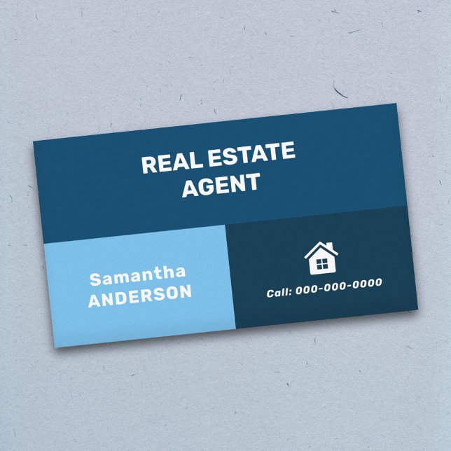 Cartão De Visita Azulejos Azuis - Agente Imobiliário (Blue Tiles - Real Estate Agent Business Card)