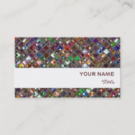 Cartão De Visita Azulejos Glitz impressão de faixa branca multicolo