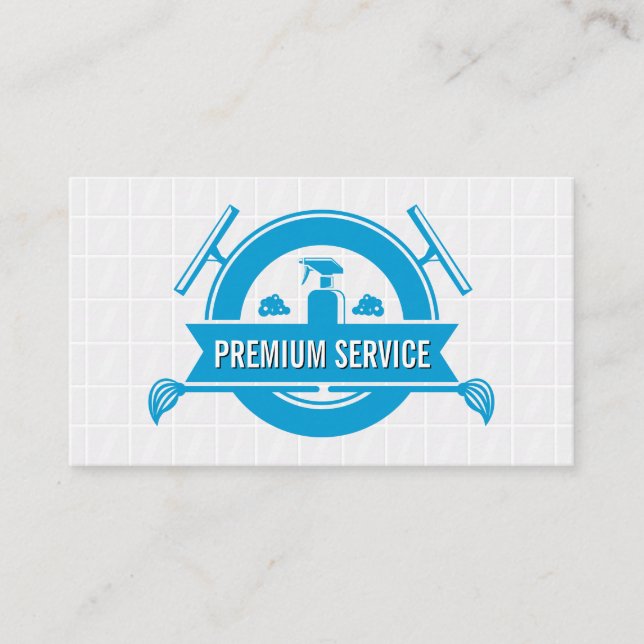 Cartão De Visita Azulejos | Preparações mais limpas | Mops e Spray (Frente)