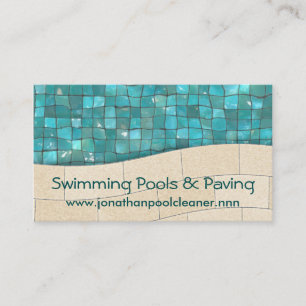 Cartão De Visita Azulejos subaquáticos da piscina com pavimentaç