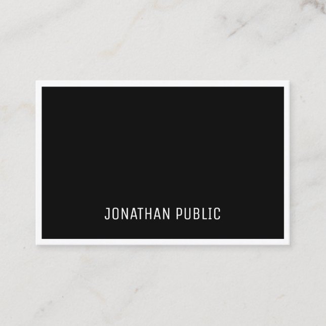 Cartão De Visita B&W Elegante preto branco simples profissional (Frente)