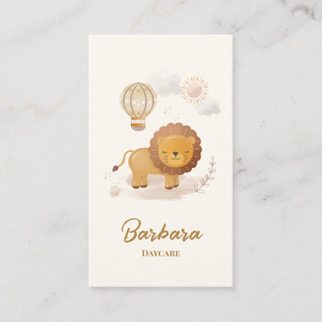 Cartão De Visita Babá Babá Babysitter Daycare Lion CÓDIGO QR (Frente)