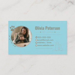 Cartão De Visita Babá de Animais de Estimação com Foto Personalizad
