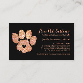 Cartão De Visita Babá de Pets Laranja Glitter Tosa Pata
