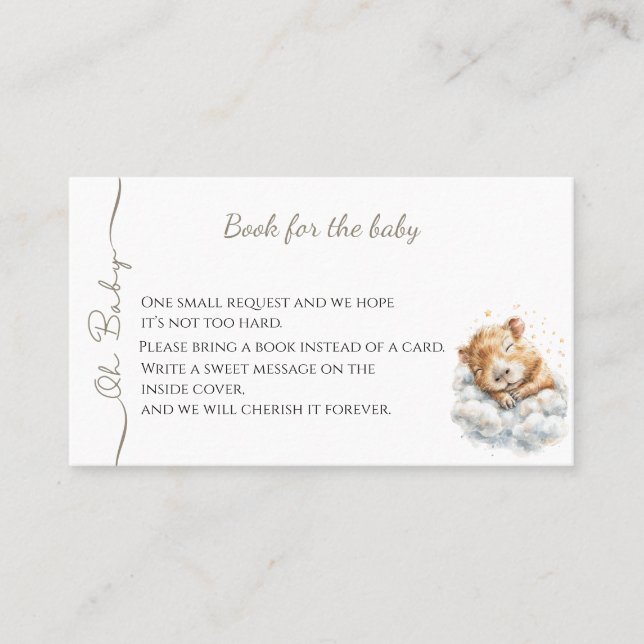 Cartão De Visita Baby Boy Shower • Book for Baby Card • Capybara (Frente)