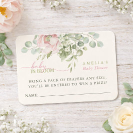 Cartão De Visita Baby in Bloom Baby Girl Shower Diaper Raffle Card