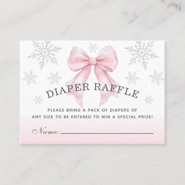 Cartão De Visita Baby It’s Cold Outside Pink Bow Diaper Raffle (Frente)