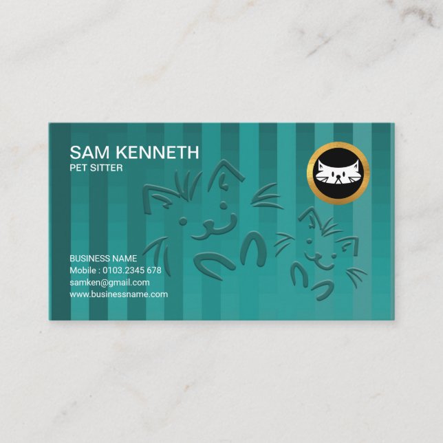 Cartão De Visita Baby-sitter ciano do animal de estimação do (Frente)