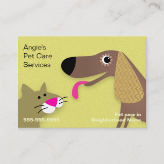 Cartão De Visita Baby-sitter do animal de estimação - amarelo do