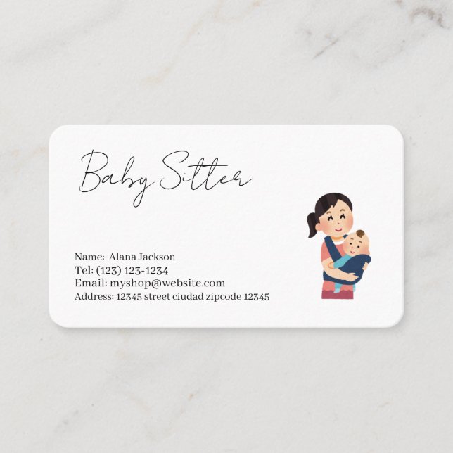Cartão De Visita baby sitter services  business card (Frente)