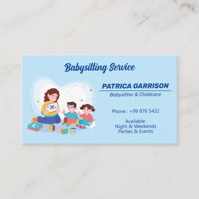 Cartão De Visita Babysitter Professional Business | Nanny Chilcare (Frente)