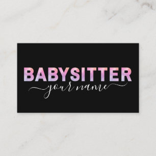 Cartão De Visita Babysitter Typografia Assinatura Caligrafia Preta