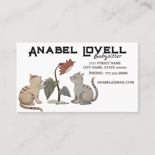 Cartão De Visita Babysitter Vermelho e Girassol (Frente)