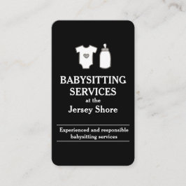 Cartão De Visita Babysitting Services no Jersey Shore Black