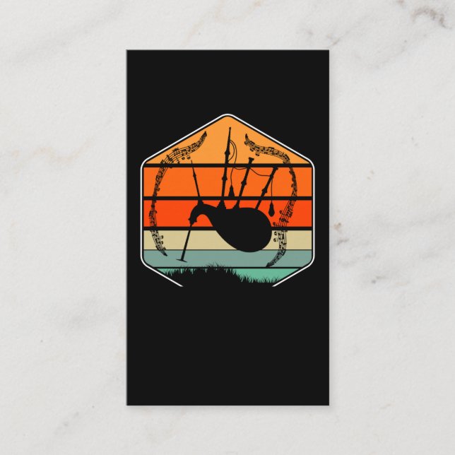 Cartão De Visita Bagpipa de instrumentos musicais Retro Bagpipe (Frente)