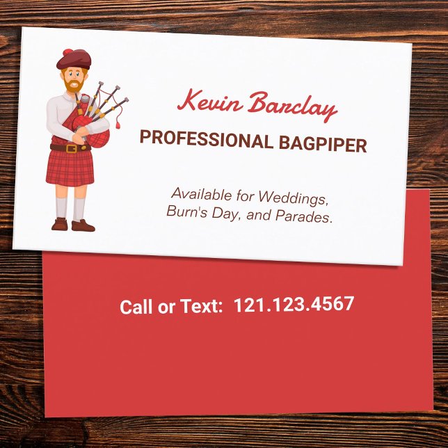 Cartão De Visita Bagpiper (Bagpiper Business Cards)