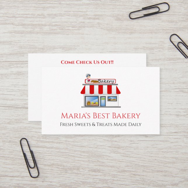 Cartão De Visita Baker Bakery Store Cafe Business Card (Frente/Verso In Situ)