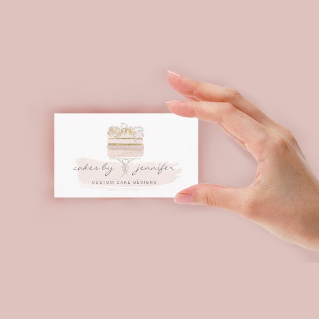 Cartão De Visita Baker Pastelaria Patisserie Glitter Rosa Bolo Bolo (Baker Pastry Patisserie Glitter Pink Birthday Cake Business Card)