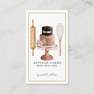 Cartão De Visita Baker Pastelaria Rosa, Utensílios para cozinhar, 