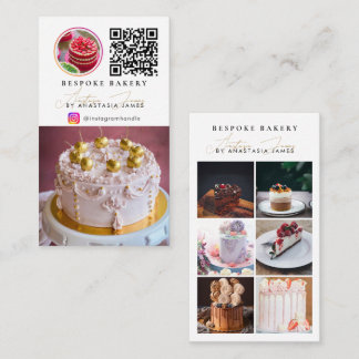 Cartão De Visita Bakery 6 Photo Feed Grid Social Media QR Code