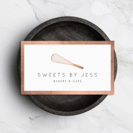 Cartão De Visita Bakery de Whisk Dourada rosa