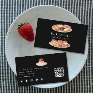 Cartão De Visita Bakery Faz Doces Fazendo Código QR Mídia Social