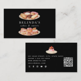Cartão De Visita Bakery Faz Doces Fazendo Código QR Mídia Social