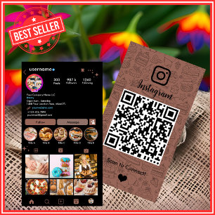 Cartão De Visita Bakery Instagram Chef Terracotta Paery Caterer QR