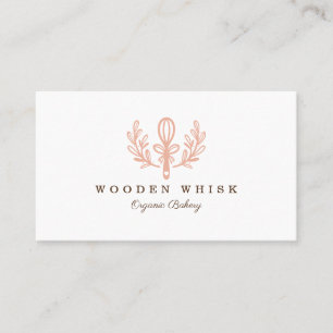 Cartão De Visita Bakery Whisk & Floral Leaf Wreath Logotipo comerci
