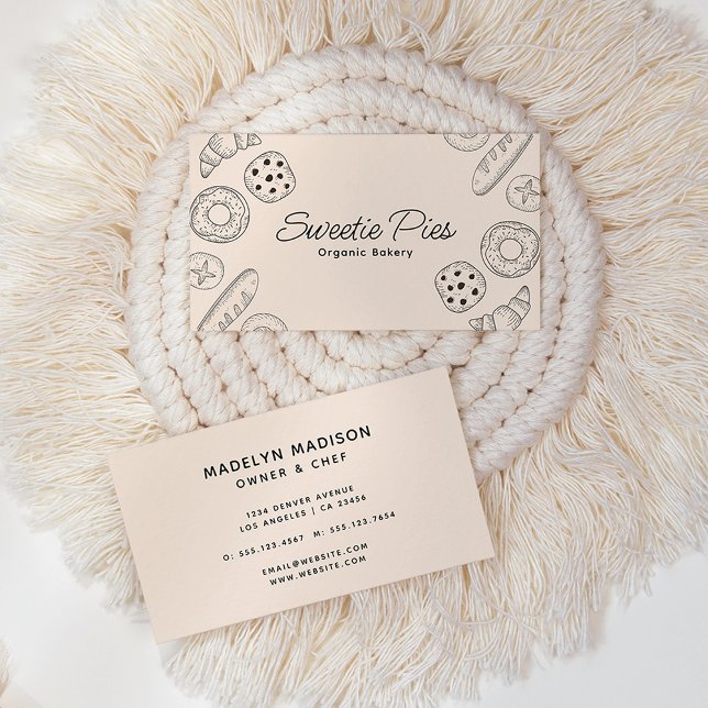 Cartão De Visita Baking divertido e Cozinhar preto e bege (Criador carregado)
