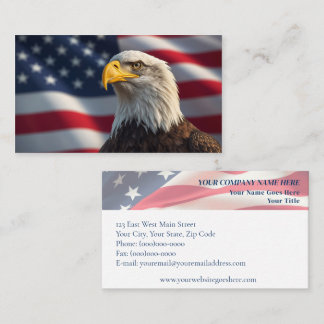 Cartão De Visita Bald Eagle e Patriótico da Bandeira Americana