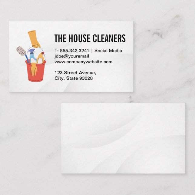 Cartão De Visita Balde com produtos de limpeza (Frente/Verso)