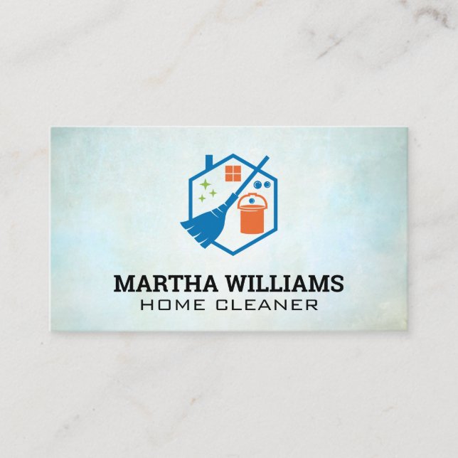 Cartão De Visita Balde de vassoura | Ferramentas de limpeza (Frente)