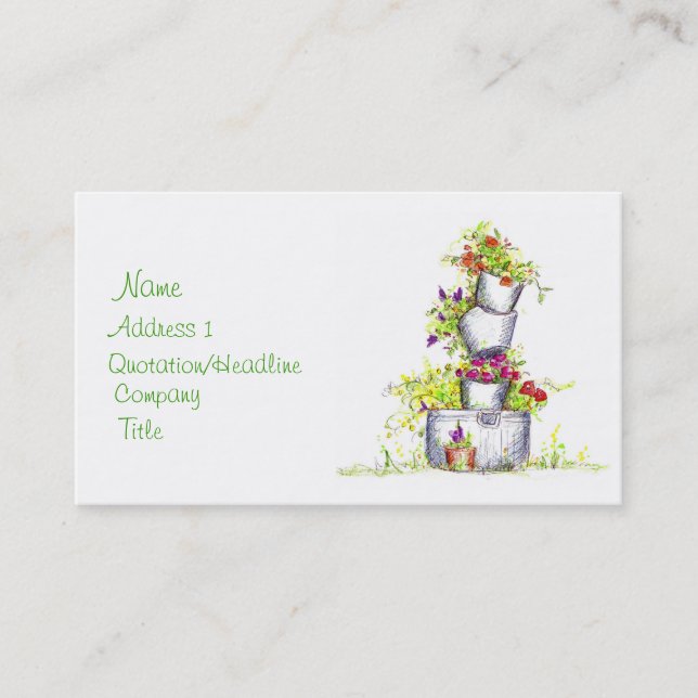 Cartão De Visita Baldes de Flores Jardins de Algodão de Arte Floral (Frente)