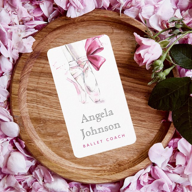Cartão De Visita Balé de aquarela Calçados Ballerina Rosa (Criador carregado)