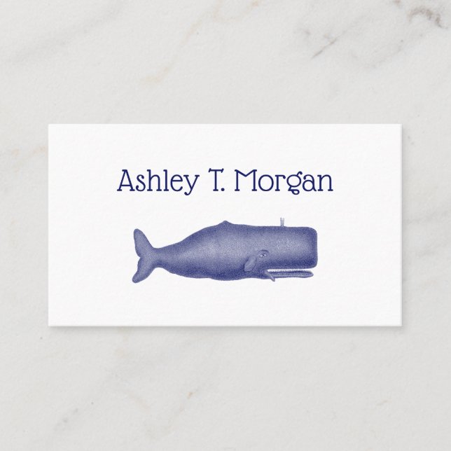 Cartão De Visita Baleia Estilizada do século XIX #1 N Azul (Frente)
